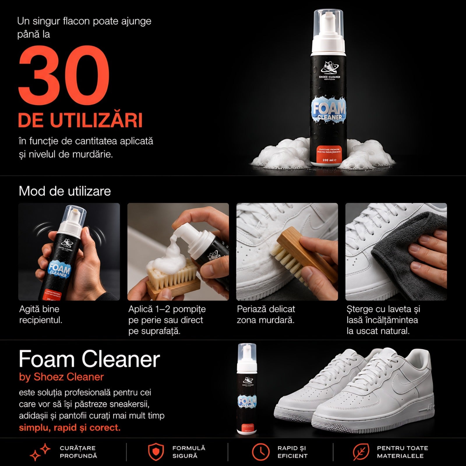 Foam Cleaner – Kit profesional de curățare încălțăminte